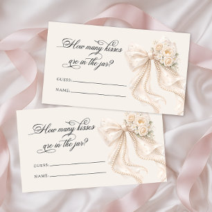 Bow and Pearl How Many Kisses Bridal Game Enclosure Card