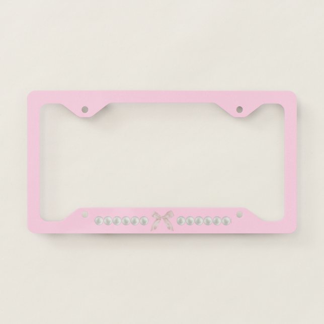 Bow and Pearls License Plate Frame (Front)