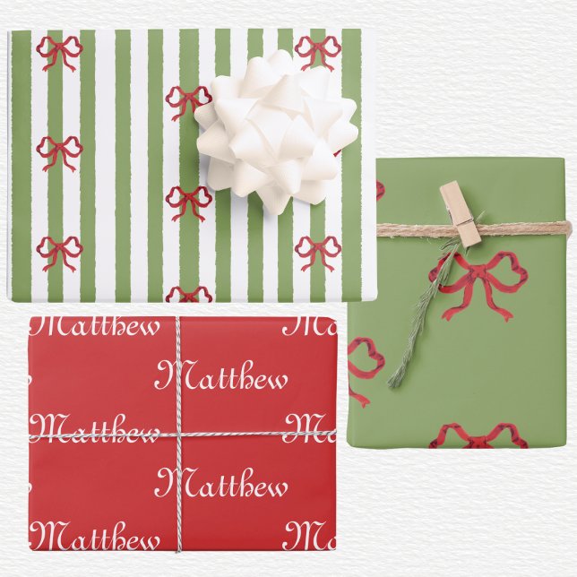 Bow And Stripes Christmas  Wrapping Paper Sheets (Creator Uploaded)