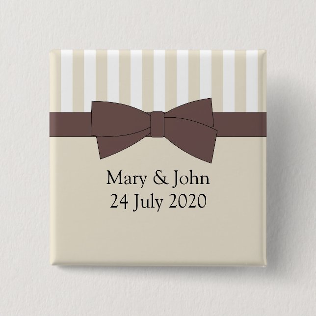 Bow and stripes.  Customize text Pinback Button (Front)