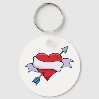 Bow & Arrow Valentine Heart With Blank Banner Keychain