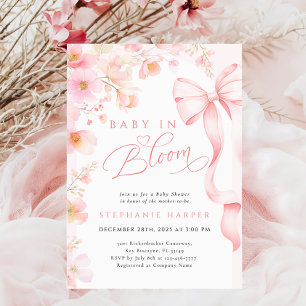 Bow Baby In Bloom Baby Shower Invitation 