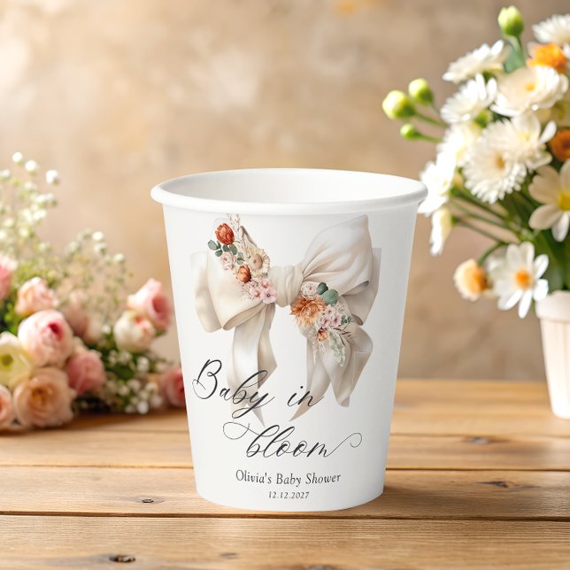 Bow Baby in Bloom Baby Shower Paper Cups (Creator Uploaded)