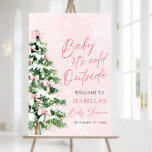Bow Baby It's Cold Outside Baby Shower Welcome Foam Board<br><div class="desc">The Pink Bow Christmas Tree Baby It's Cold Outside Baby Shower Poster feature a festive and charming design with pink bows and a Christmas tree, perfect for a winter-themed baby shower. The poster will capture the holiday spirit while maintaining the soft elegance of the "Baby It's Cold Outside" theme, making...</div>