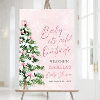 Bow Baby It's Cold Outside Baby Shower Welcome Foam Board