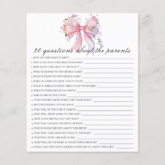 Bow baby shower - 20 questions about parent