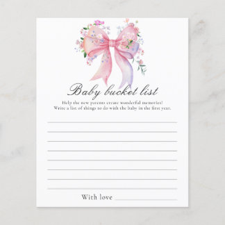 Bow baby shower - Baby bucket list