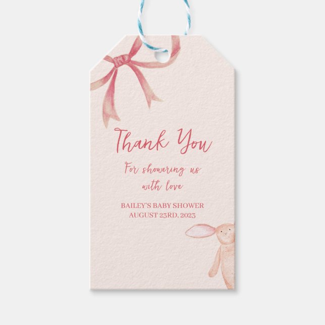 Bow Baby Shower Favor/Gift Tag (Front)