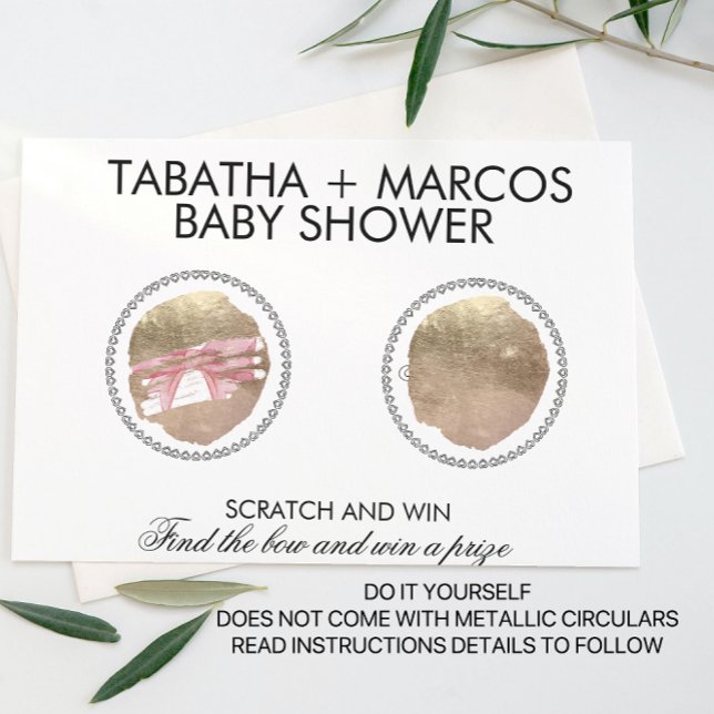 Bow Baby Shower Game Reveal DIY Scratch Card (Creator Uploaded)