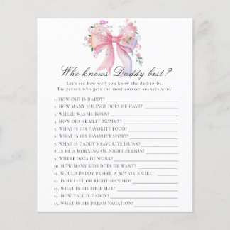 Bow baby shower - Game Who knows daddy best
