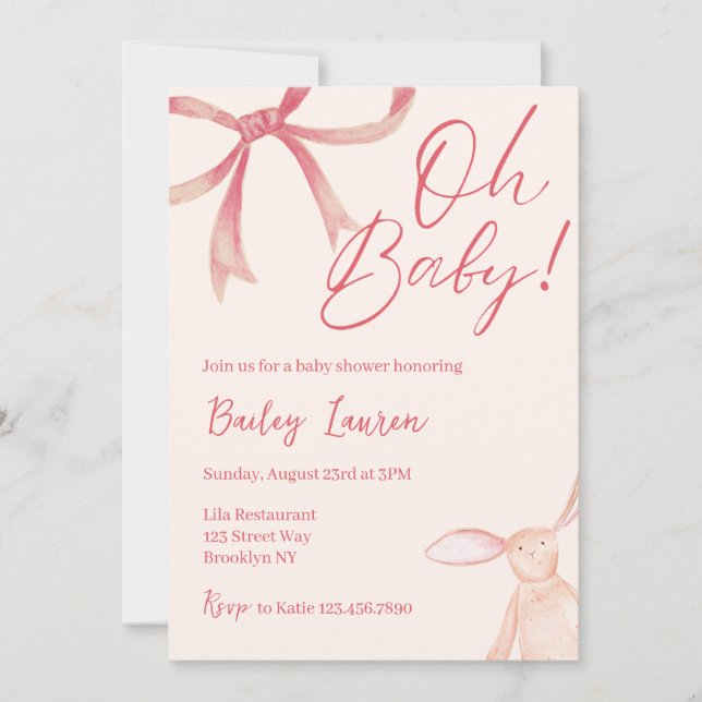 Bow Baby Shower Invitation (Front)