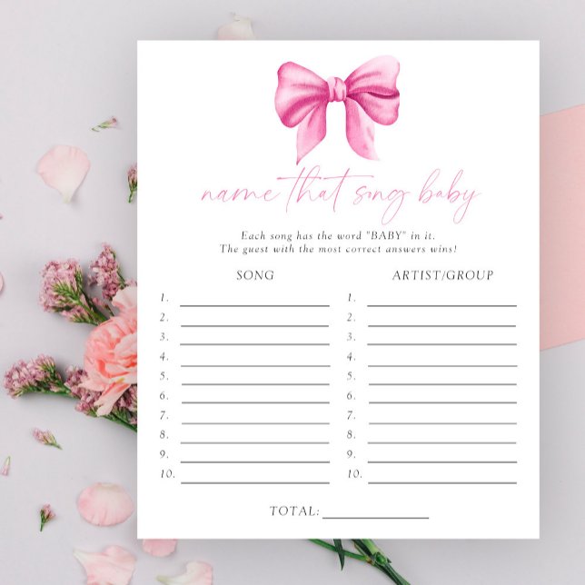 Bow baby shower Name that song baby game (Creator Uploaded)