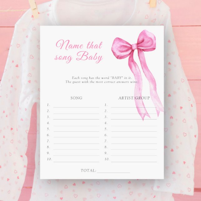 Bow baby shower Name that song baby game (Creator Uploaded)