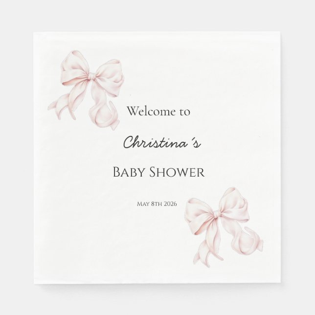 Bow Baby shower Napkins (Front)