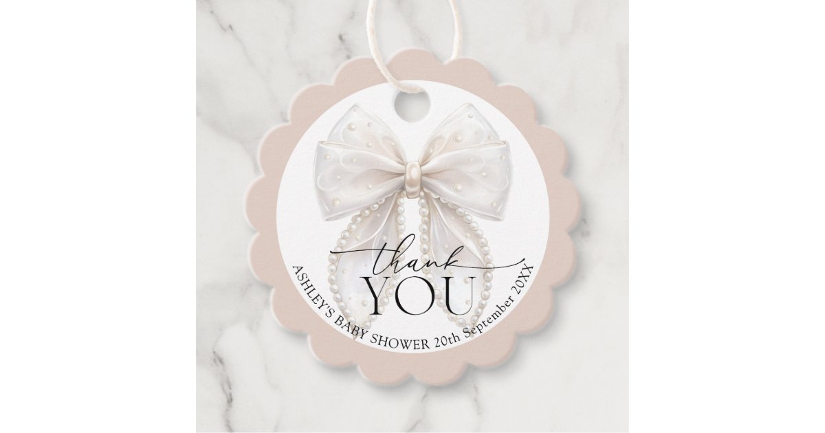 Bow Baby Shower Thank You Favor Tags | Zazzle