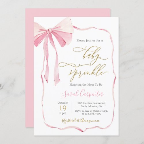 Bow Baby Sprinkle Girl Invitation