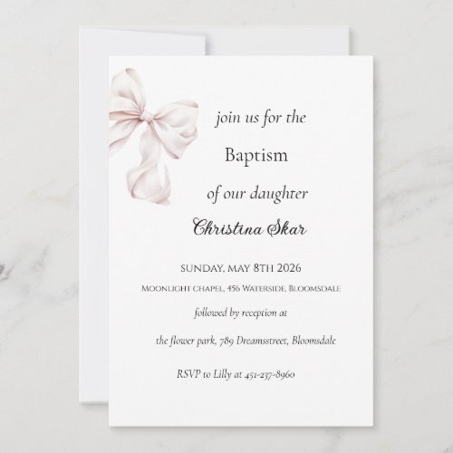 Bow Baptism Invitation