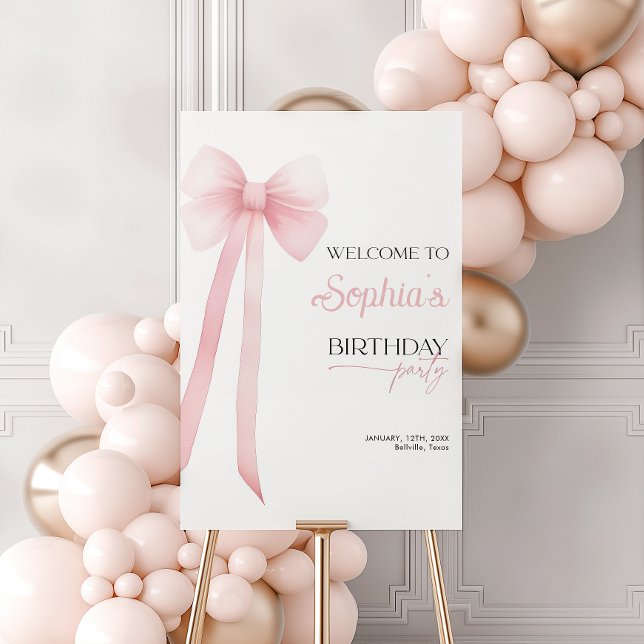 Bow Birthday Welcome sign, Pink Birthday Welcome Foam Board (Creator Uploaded)