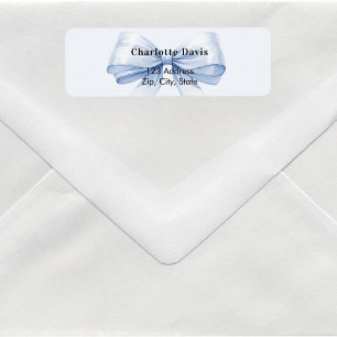 Bow blue return address label