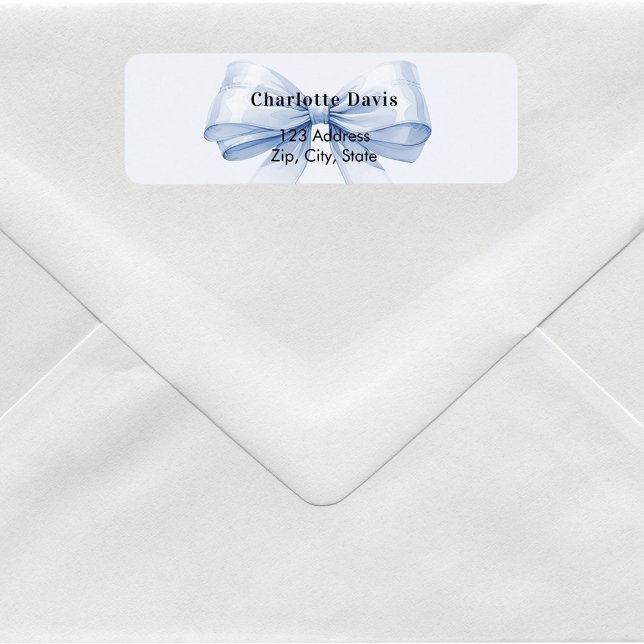 Bow blue return address  label (Creator Uploaded)