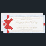 Bow Blue Stripe Happy Birthday Gift Voucher Card<br><div class="desc">This birthday gift voucher design features a bow gift tag design. All of the text is fully editable. For more advanced customization of this design,  simply select the "Customize It" button above.</div>