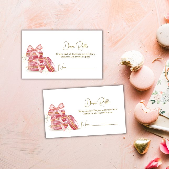 Bow Bonjour Macarons Diaper Raffle Baby Shower  Enclosure Card (Bow Bonjour Macarons Diaper Raffle Baby Shower Enclosure Card)