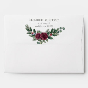Bow Botanical Floral Winter Christmas Wedding Envelope