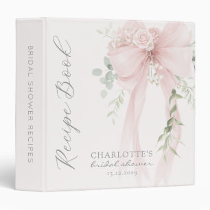 Bow Bridal Shower Recipe Book 3 Ring Binder