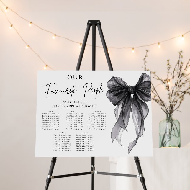 Bow Bridal Shower Seating Chart Foam Board (In Situ (Stand))