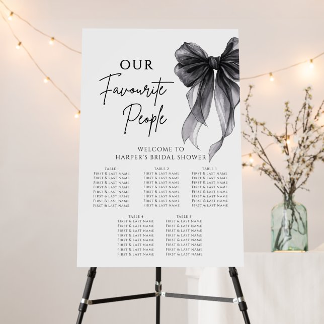 Bow Bridal Shower Seating Chart Foam Board (In Situ (Stand))