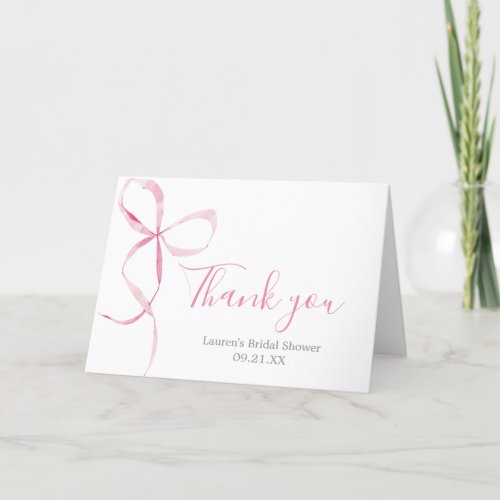 Bow Bridal Shower Thank You Card