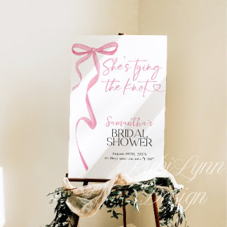 Bow Bridal Shower Welcome Sign Shes tying the knot