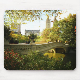 Bow Bridge in Autumn, Central Park, New York City Mouse Pad