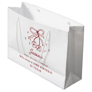 Bow Casino Dice Custom Name Vegas Birthday Party Large Gift Bag