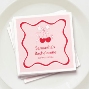 Bow Cherrry On Top Bachelorette Party Napkins