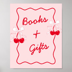 Bow Cherry Baby Shower Books and Gifts Poster