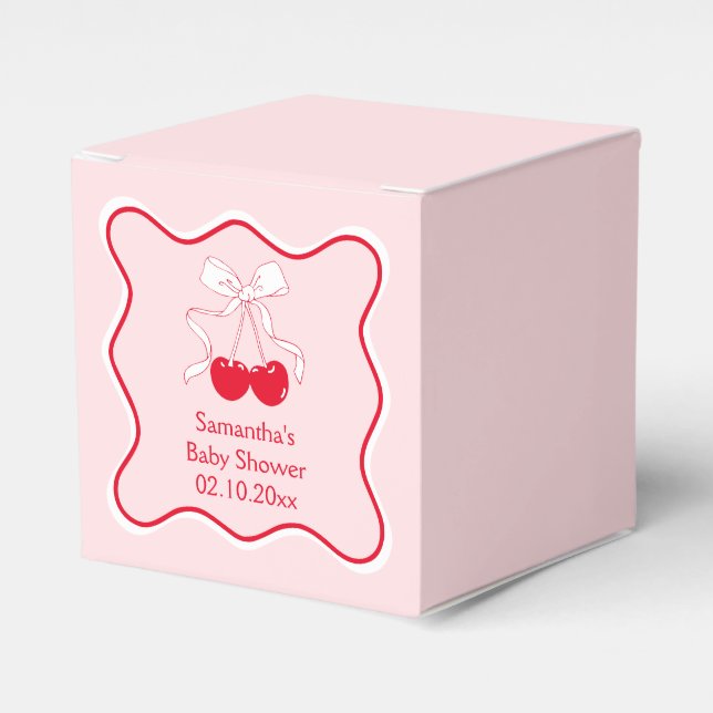 Bow Cherry On Top Baby Shower Favor Boxes (Front Side)