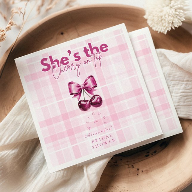 Bow Cherry On Top Bridal Shower Napkins (Creator Uploaded)
