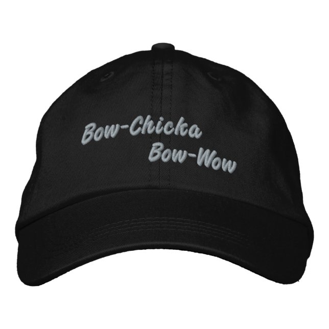 bow chicka bow wow embroidered baseball cap (Front)