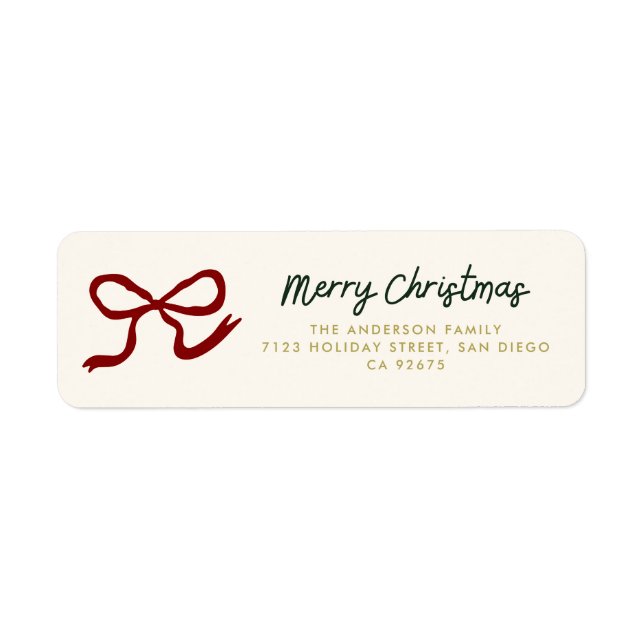 Bow Christmas Return Address Label (Front)