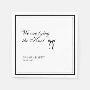 Bow Classic Old Money Black & White Wedding Napkins