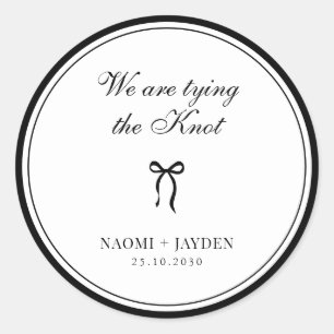 Bow Classic Old Money Black & White Wedding Round Sticker