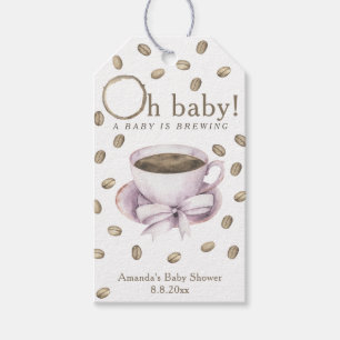 Bow Coffee Baby shower - A baby is brewing Gift Tags