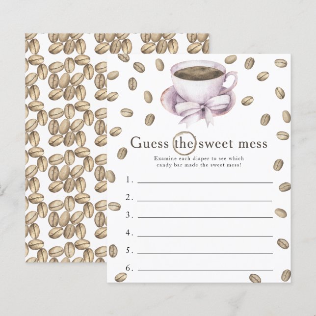 bow coffee baby shower Guess the sweet mess game (Front/Back)