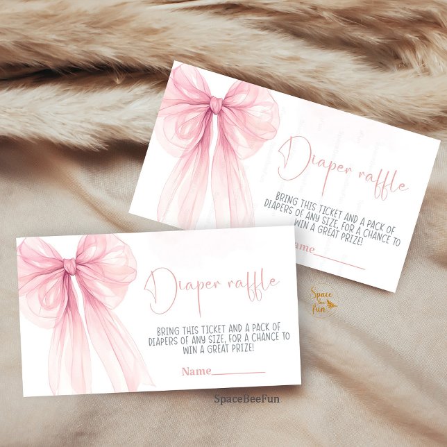Bow Coquette Baby Shower Enclosure Card (Bow Coquette Baby Shower, Baby Shower Enclosure Card, Book for Baby Card, Diaper Raffle Card, Baby S)