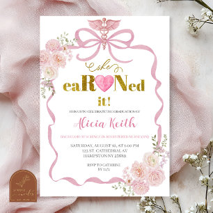 Bow Coquette Blush Pink RN Graduation Party Invita Invitation