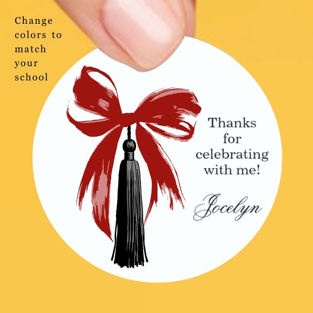 Bow Coquette Graduation Party Favor Sticker (Creator Uploaded)