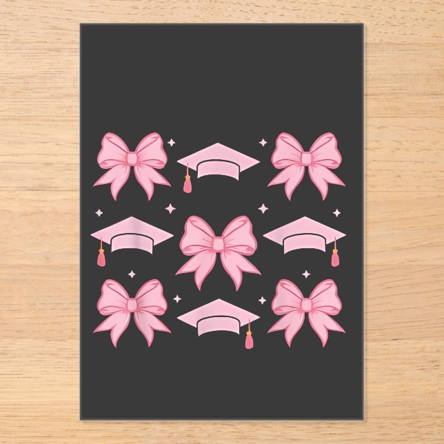 Bow coquette Graduation Pink palette 2025  Acrylic Invitations (Front)