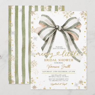 Bow coquette Merry Little Christmas Bridal Shower Invitation