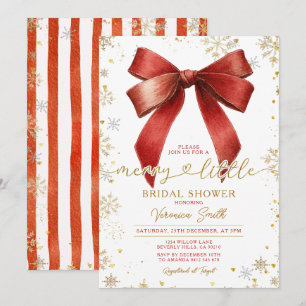 Bow coquette Merry Little Christmas Bridal Shower Invitation